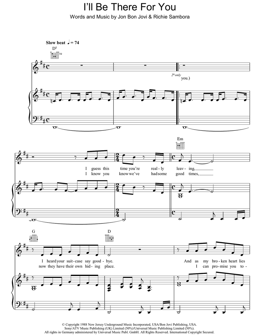 I'll Be There For You I'll Be There For You Piano, Vocal, Guitar scores gallery preview page 1