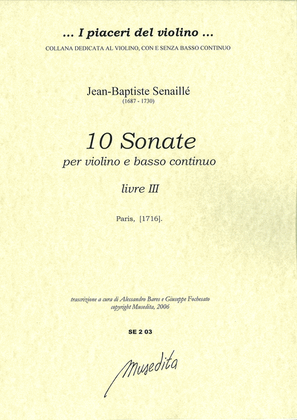 Sonates a violon seul avec la basse continue (livre III)(Paris, [1716])