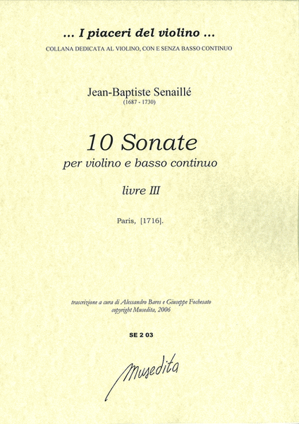 Sonates a violon seul avec la basse continue (livre III)(Paris, [1716])
