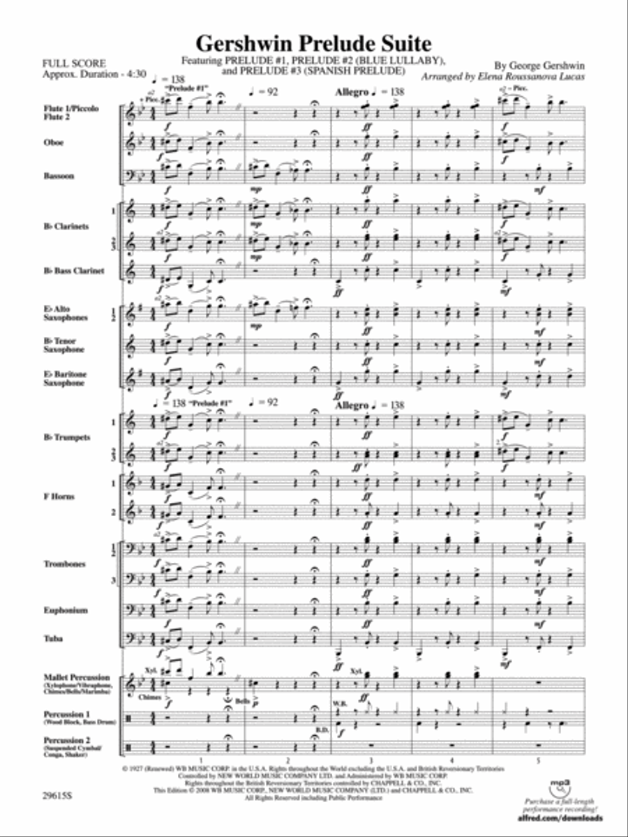 Gershwin Prelude Suite Concert Band scores gallery preview page 2