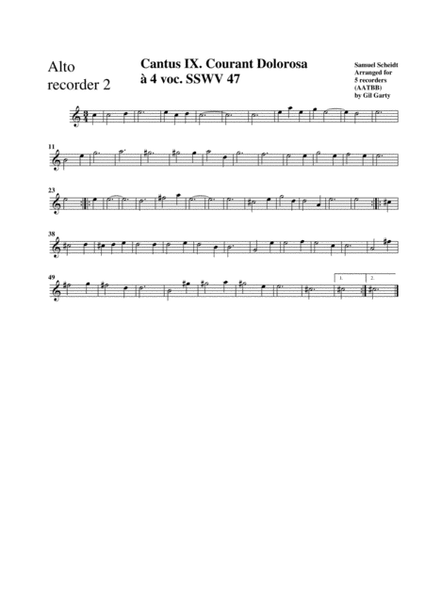 Courant dolorosa SSWV 47 (arrangement for 5 recorders)