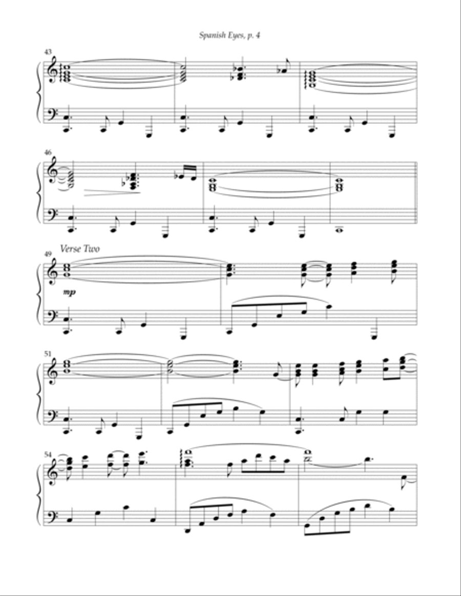 Spanish Eyes Piano Solo scores gallery preview page 4