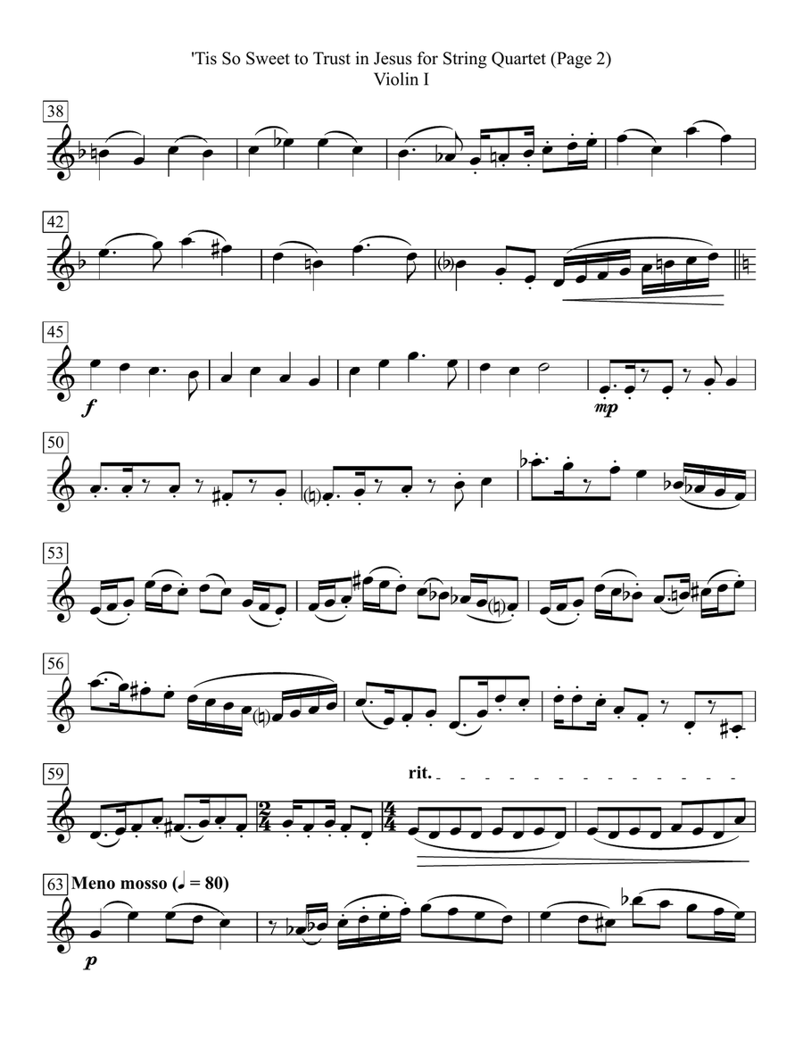 'Tis So Sweet to Trust in Jesus for String Quartet String Quartet scores gallery preview page 2