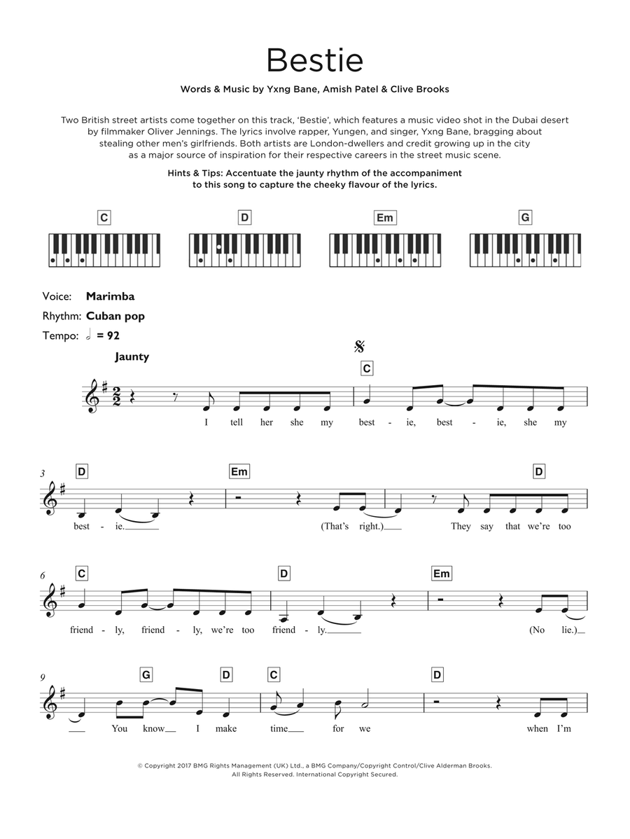 Bestie (featuring Yxng Bane) Piano scores gallery preview page 1