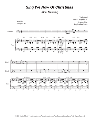 Sing We Now Of Christmas (Noël Nouvelet) (Trombone Duet)