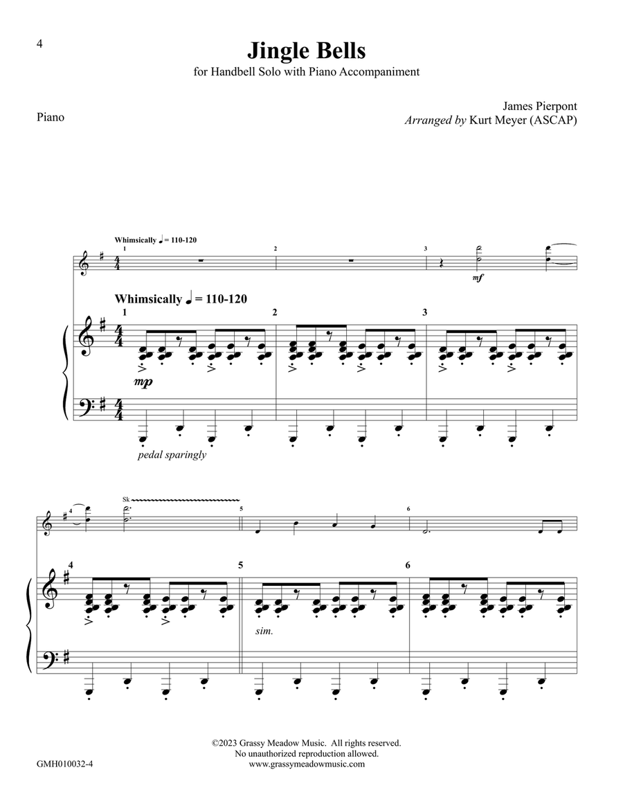 Christmas for One (Five Moderately-Easy Handbell Solos with Piano Accompaniment) Handbell Choir scores gallery preview page 6