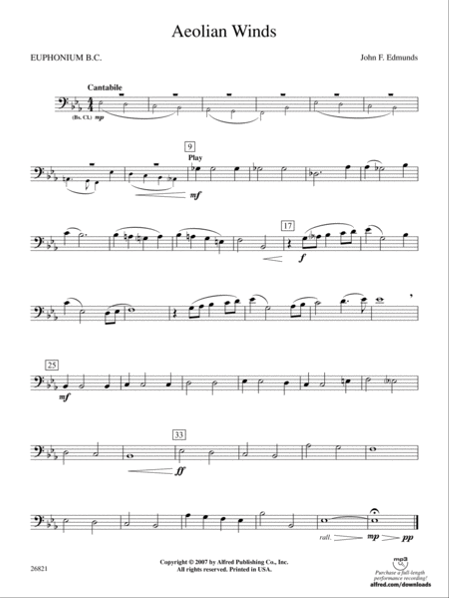 Aeolian Winds: Baritone B.C. Concert Band scores gallery preview page 1