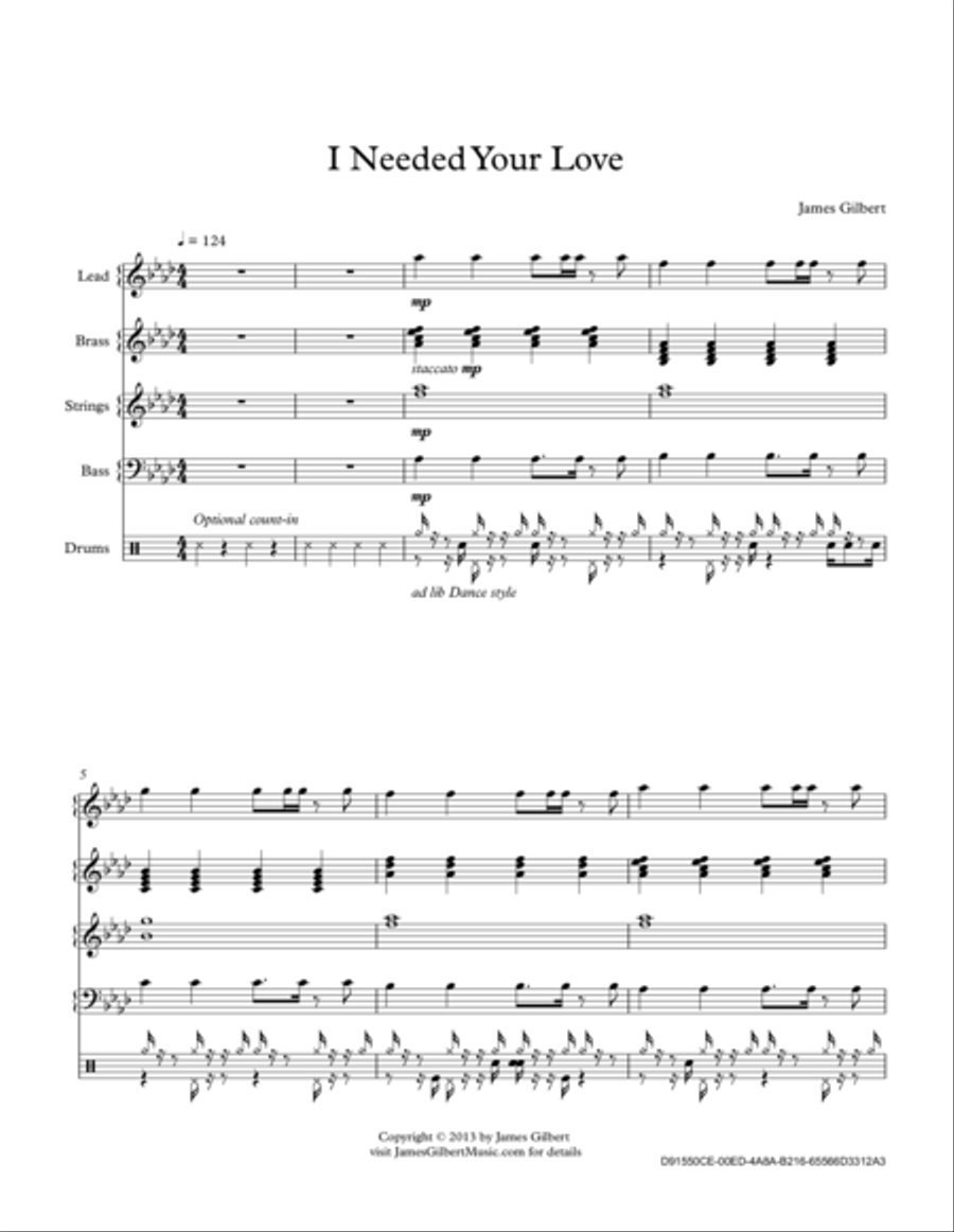 I Needed Your Love I Needed Your Love Small Ensemble scores gallery preview page 1
