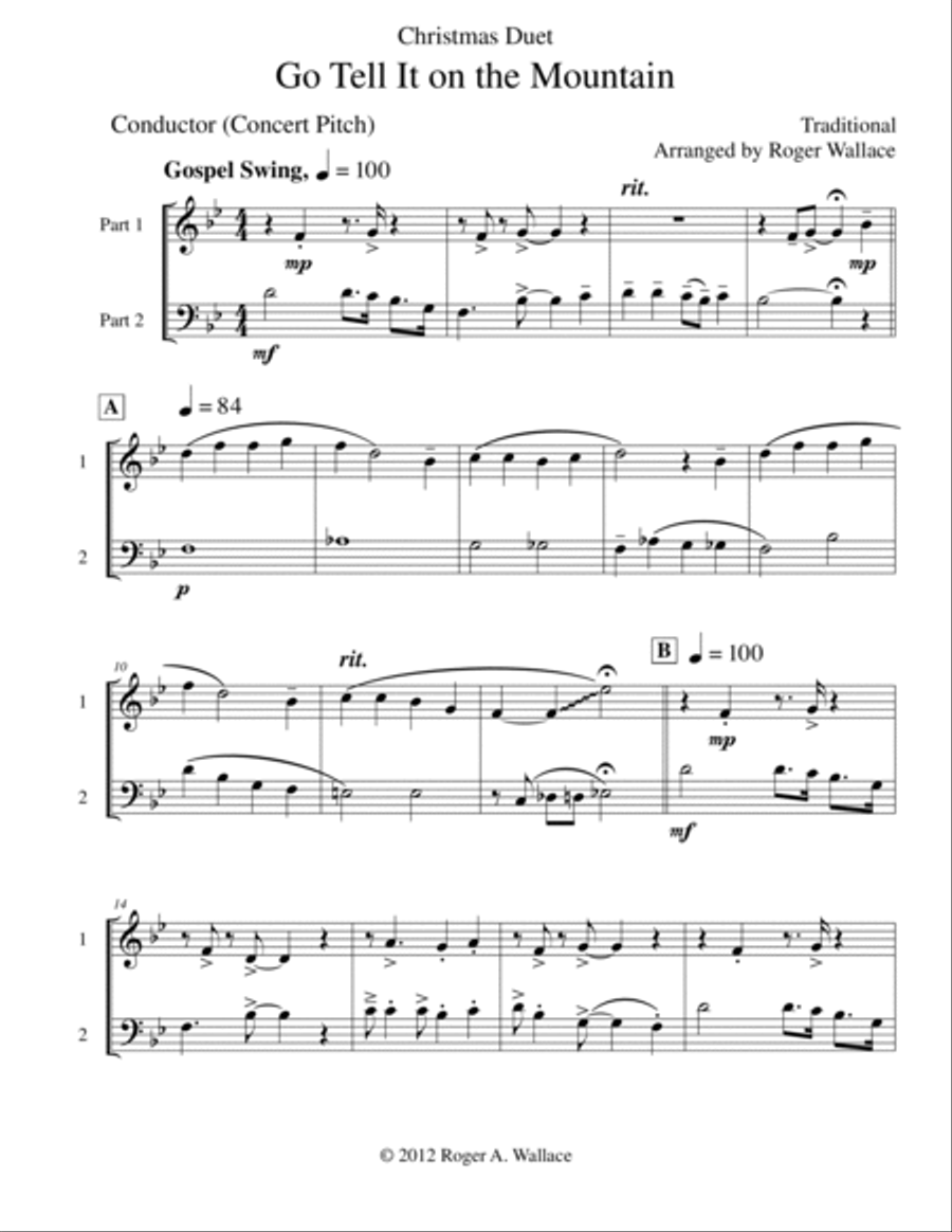 Go Tell It on the Mountain (Mixed Duet) Score and Parts scores gallery preview page 2