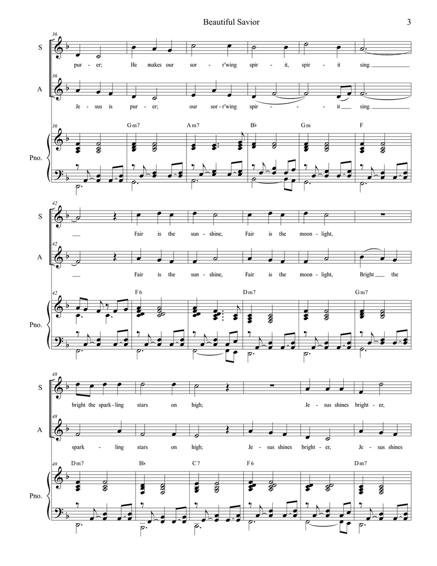 Beautiful Savior (Duet for Soprano and Alto Solo) Alto Voice scores gallery preview page 3