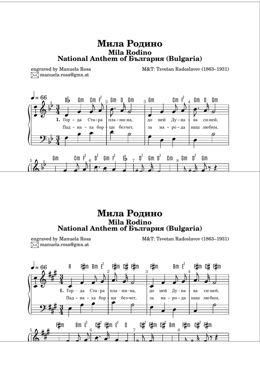 Mila Rodino (Bulgarian national anthem; easy piano version) Piano Method scores gallery preview page 2