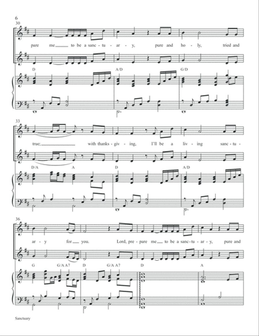 Sanctuary (with God's Holy Temple) Choir scores gallery preview page 6