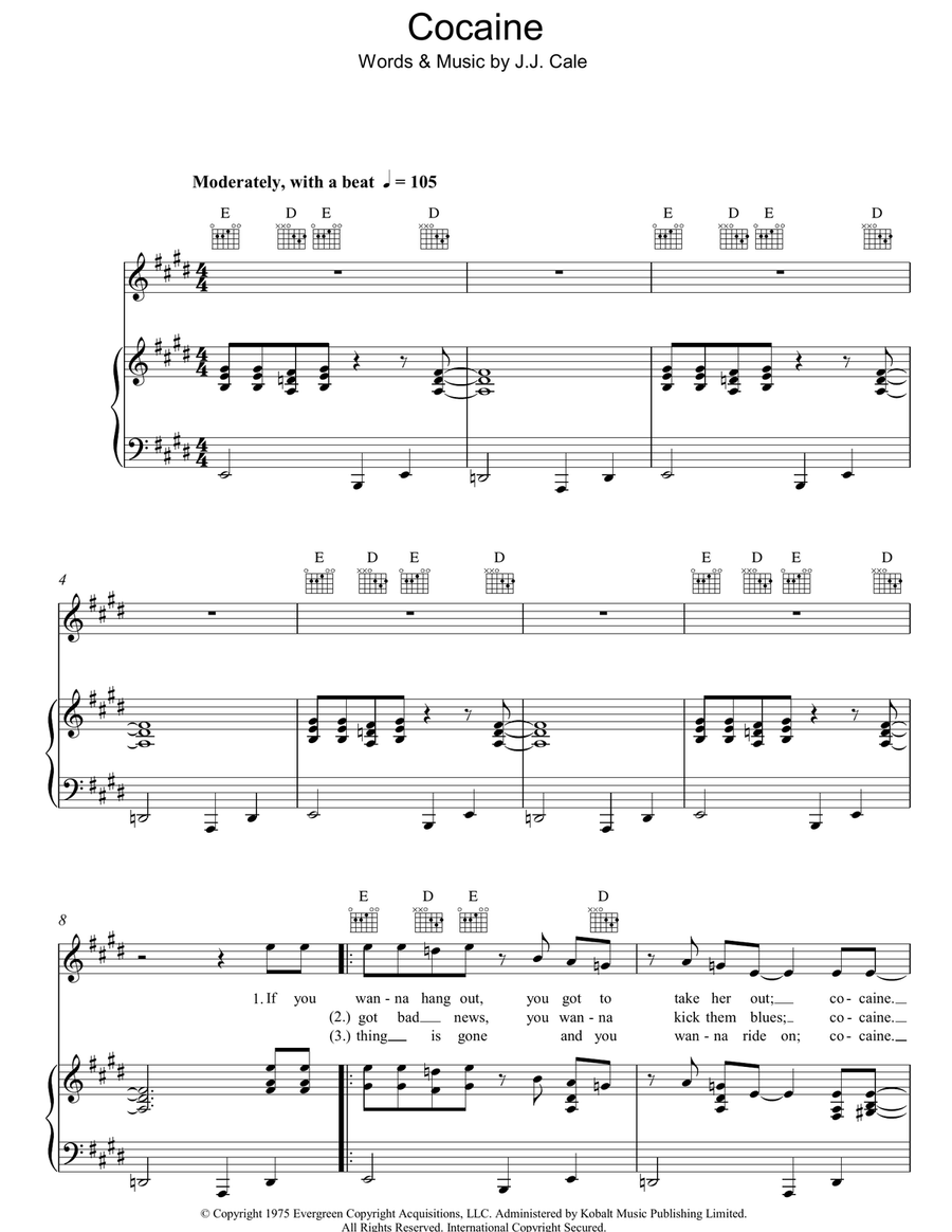 Cocaine Acoustic Guitar scores gallery preview page 1