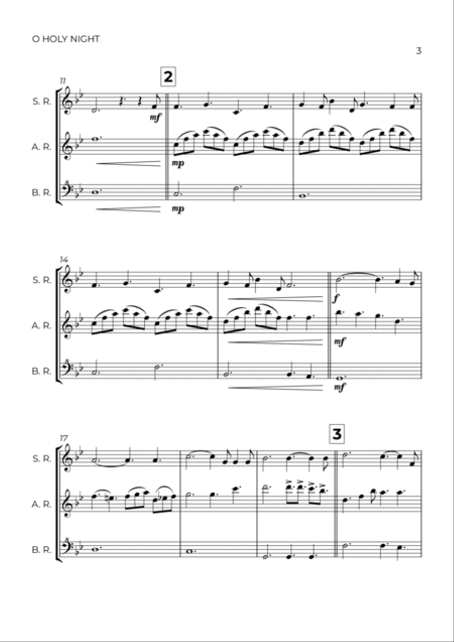 O Holy Night Soprano Recorder scores gallery preview page 3