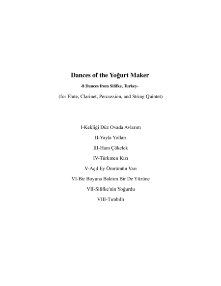 Yogurtcunun Oyun Havalari (Dances of the Yogurt Maker) for Ensemble - SCORE