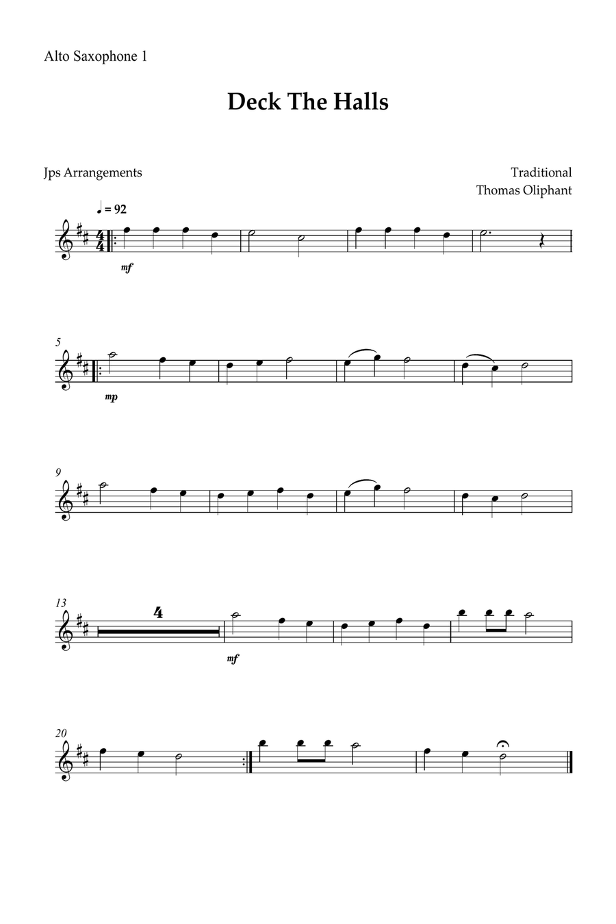 Deck The Halls for Sax quintet and piano Saxophone Quintet scores gallery preview page 3