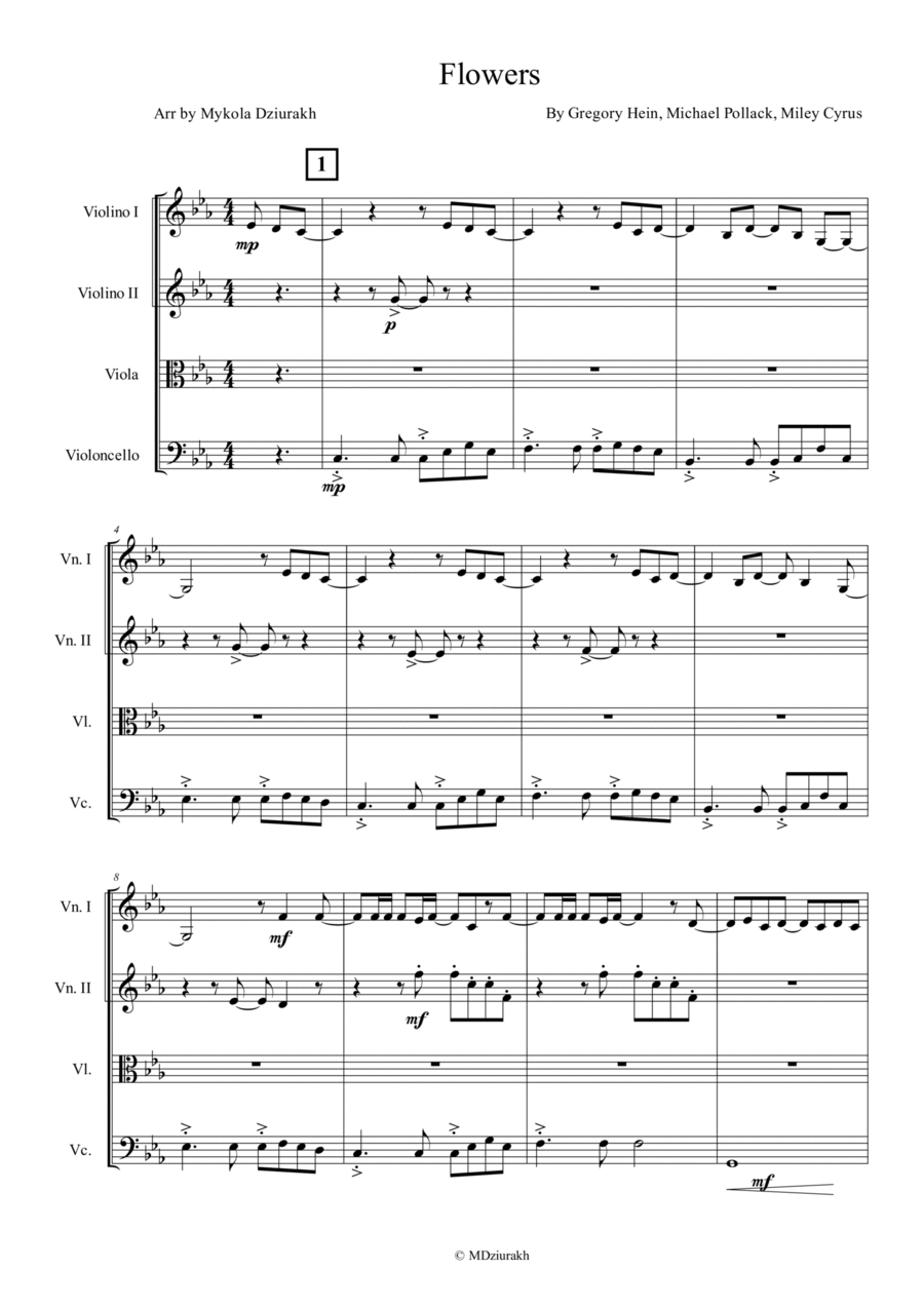 Flowers String Quartet scores gallery preview page 1