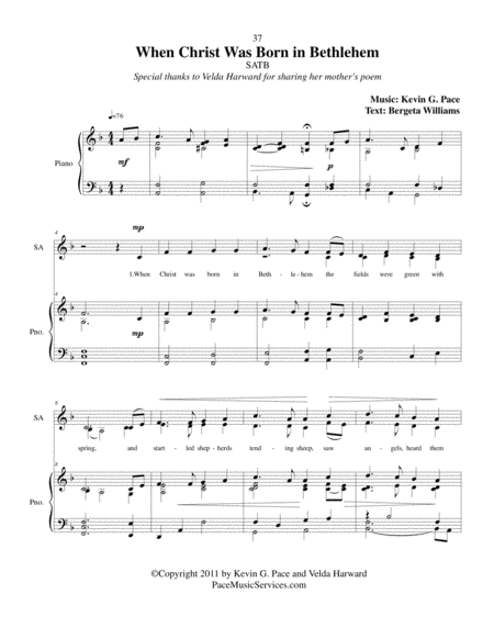 When Christ Was Born in Bethlehem - SATB choir with piano accompaniment image number null