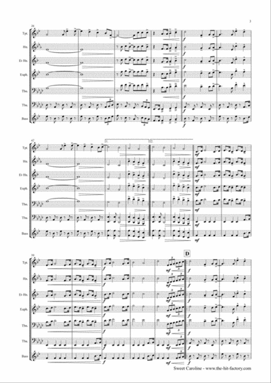 Sweet Caroline Euphonium scores gallery preview page 3