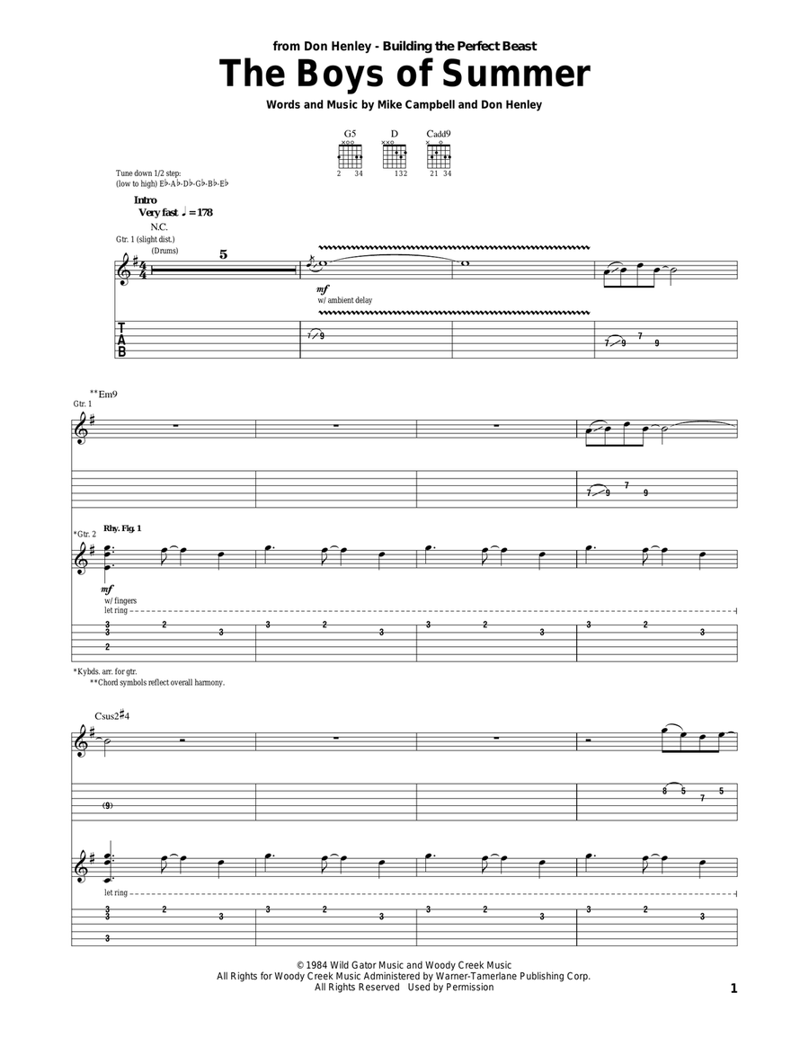The Boys Of Summer Acoustic Guitar scores gallery preview page 1