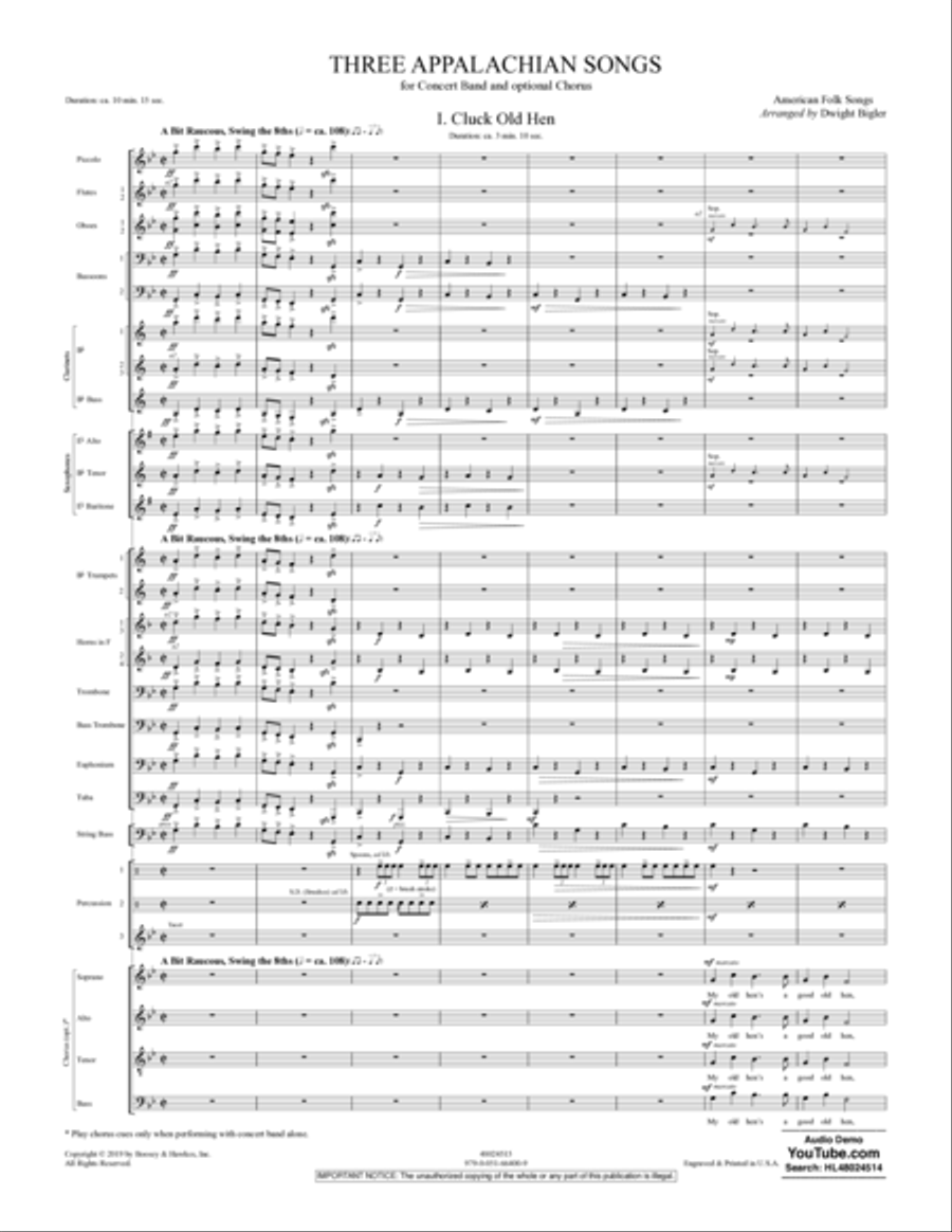Three Appalachian Songs - Conductor Score (Full Score) Concert Band scores gallery preview page 3