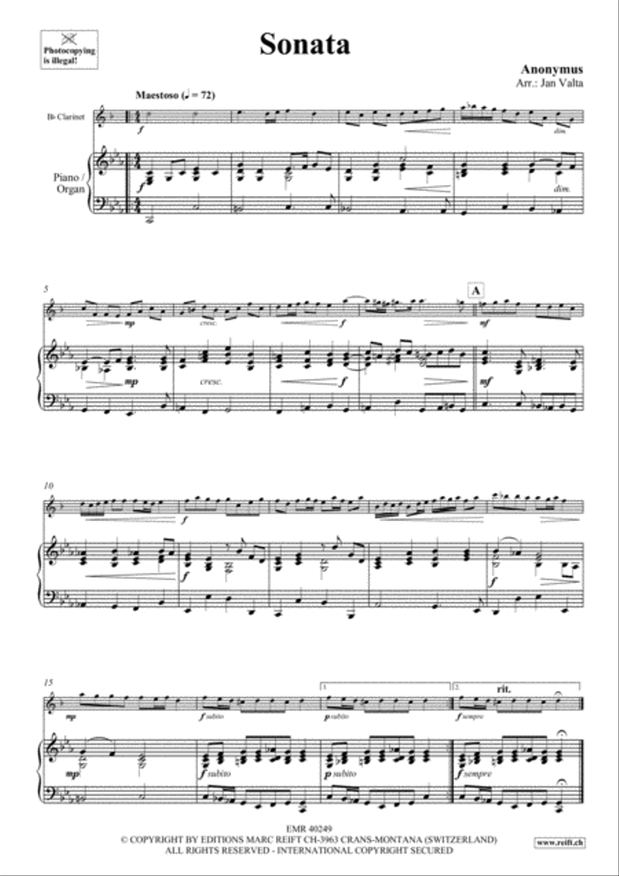 Sonata Clarinet Solo scores gallery preview page 4