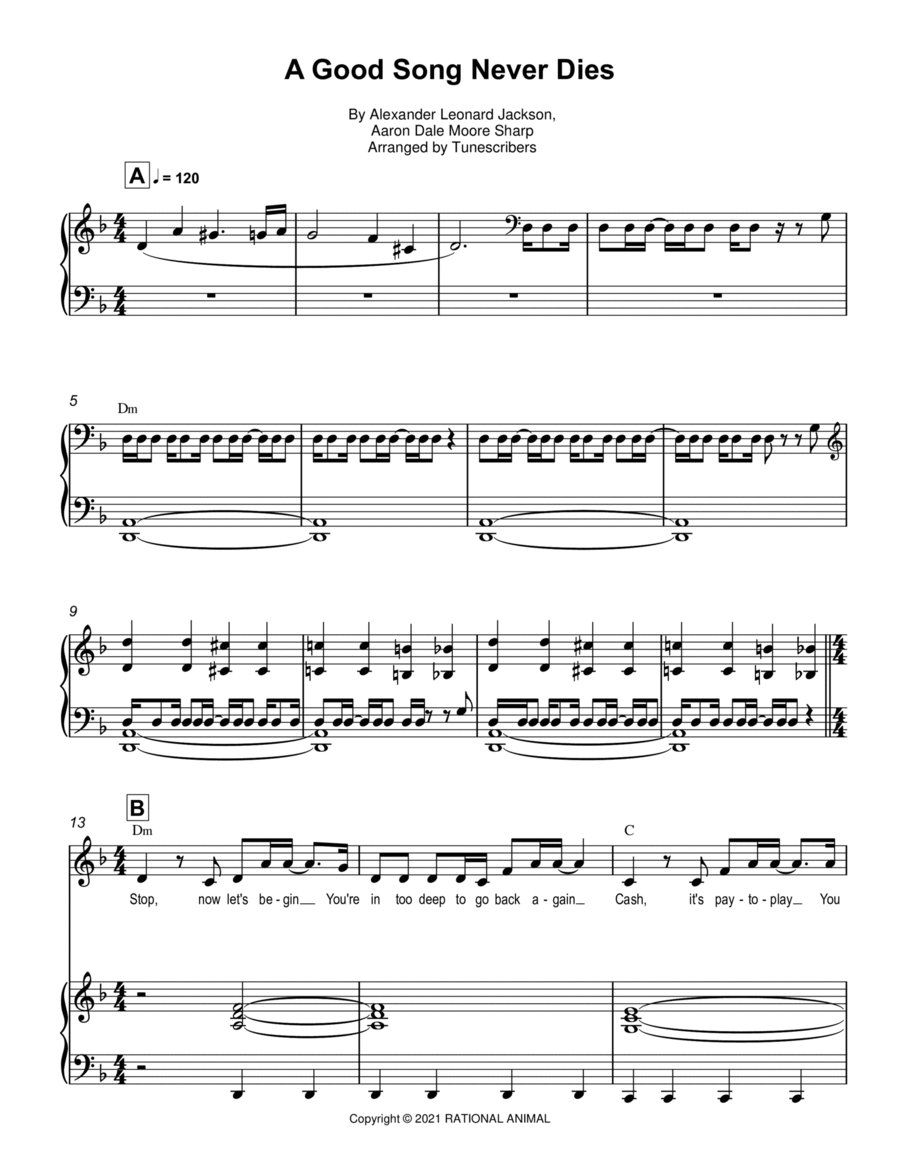 A Good Song Never Dies Voice scores gallery preview page 1