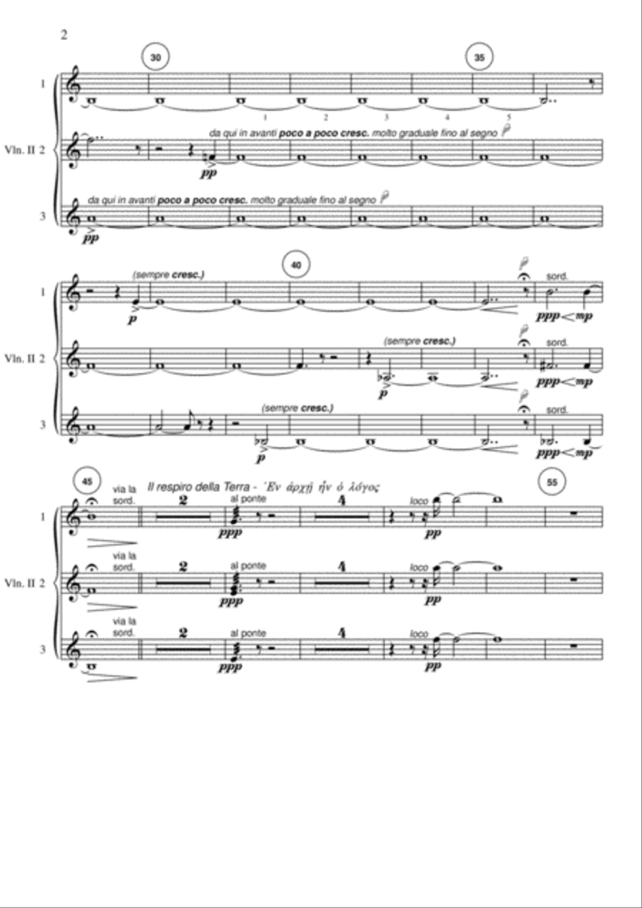 Stefano Maria Torchio: En Archè en o Logos - Violin 2 part Chamber Orchestra scores gallery preview page 2
