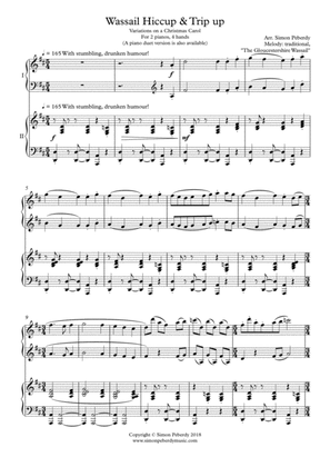 Wassail Hiccup and Trip up, fun Christmas Carol Variations for 2 pianos, 4 hands Arr. Simon Peberdy