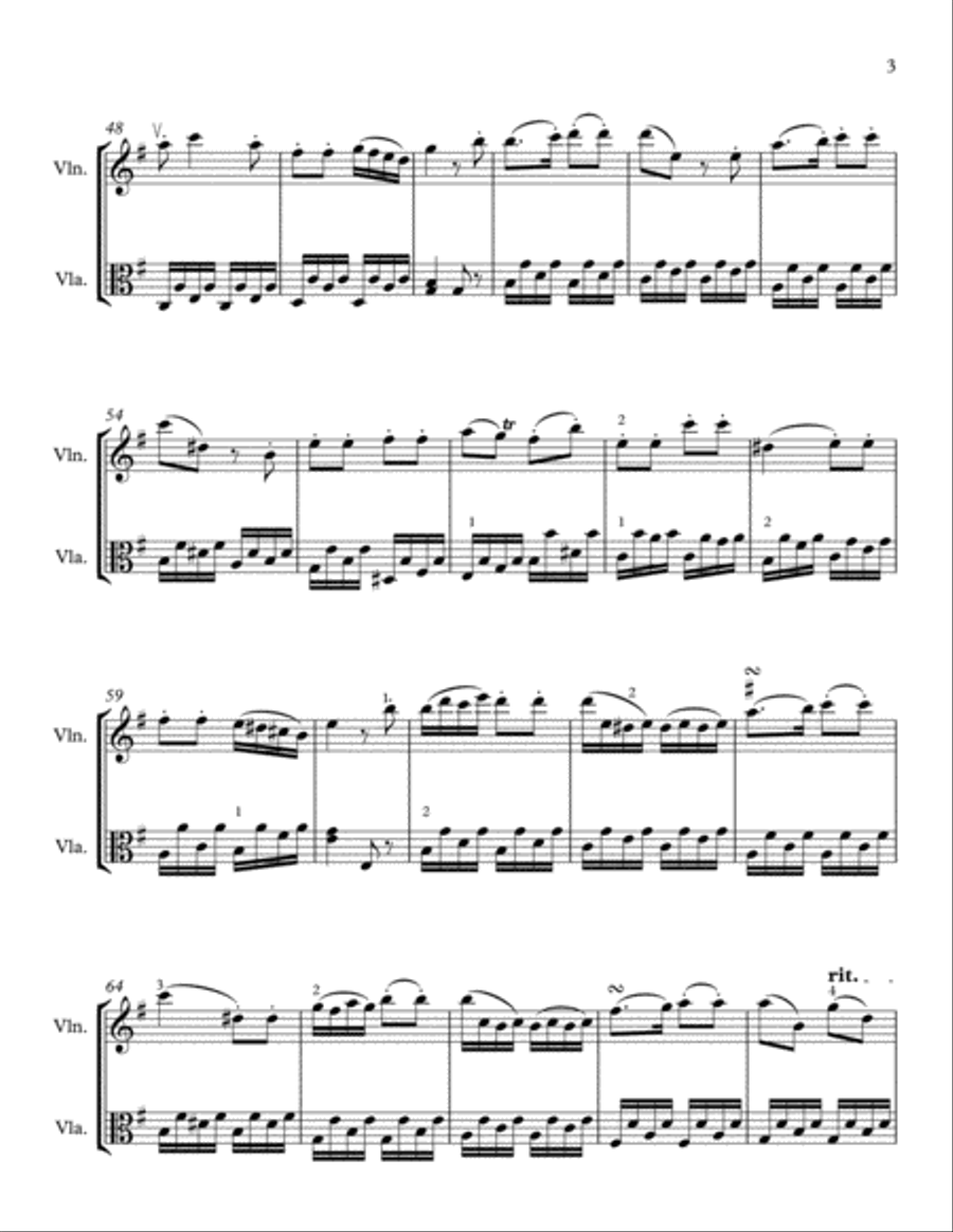 Haydn Sonata in E-minor for violin and viola, 3rd movement String Duet scores gallery preview page 3
