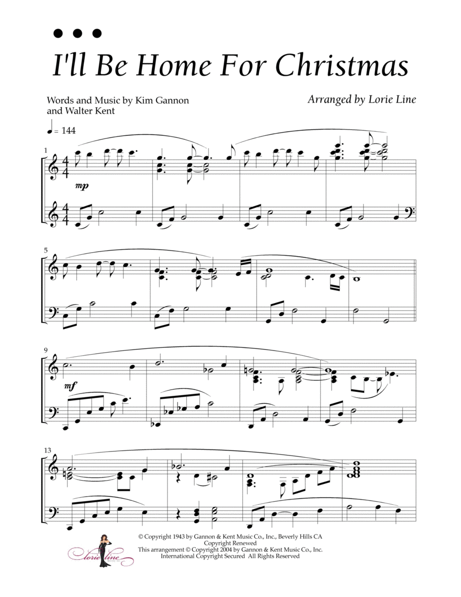 I'll Be Home For Christmas Piano Solo scores gallery preview page 1