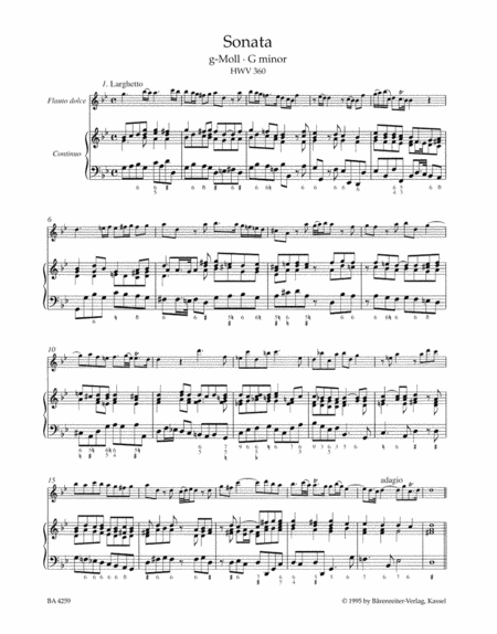 Sämtliche Sonaten für Blockflöte und Basso continuo