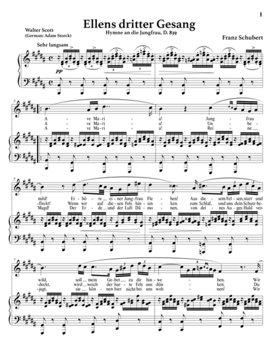 SCHUBERT: Ellens Gesang III, D. 839 (transposed to B major)