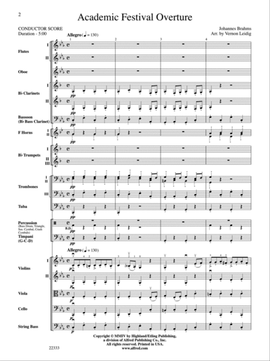 Academic Festival Overture Full Orchestra scores gallery preview page 2