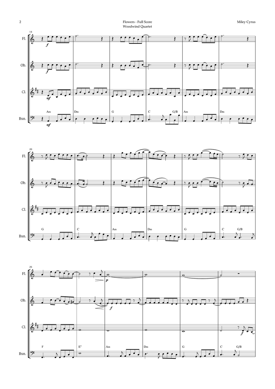 Flowers Woodwind Quartet scores gallery preview page 2