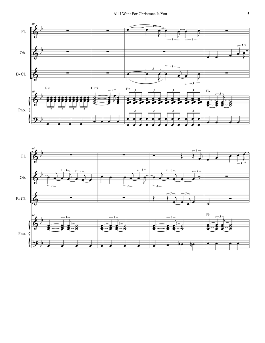 All I Want For Christmas Is You Woodwind Quartet scores gallery preview page 5