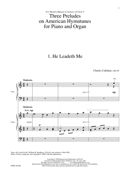 Three Preludes on American Hymntunes A Collection of Duets for Piano and Organ image number null