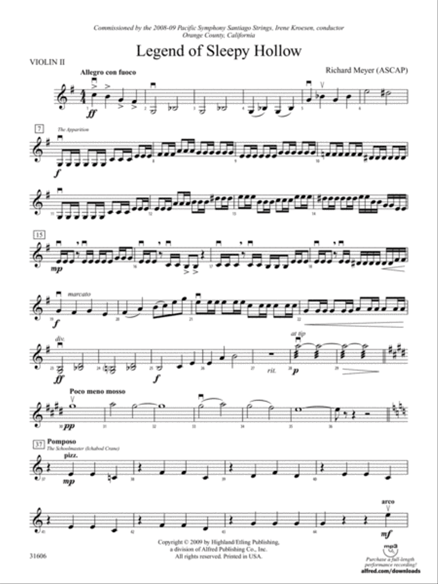Legend of Sleepy Hollow: 2nd Violin String Orchestra scores gallery preview page 1