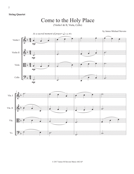 Come to the Holy Place - String Quartet (score & parts) image number null