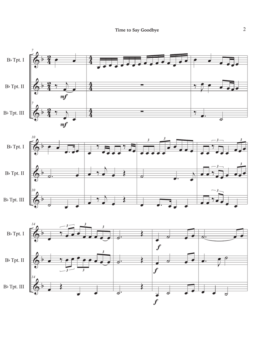 Time To Say Goodbye Trumpet Trio scores gallery preview page 6