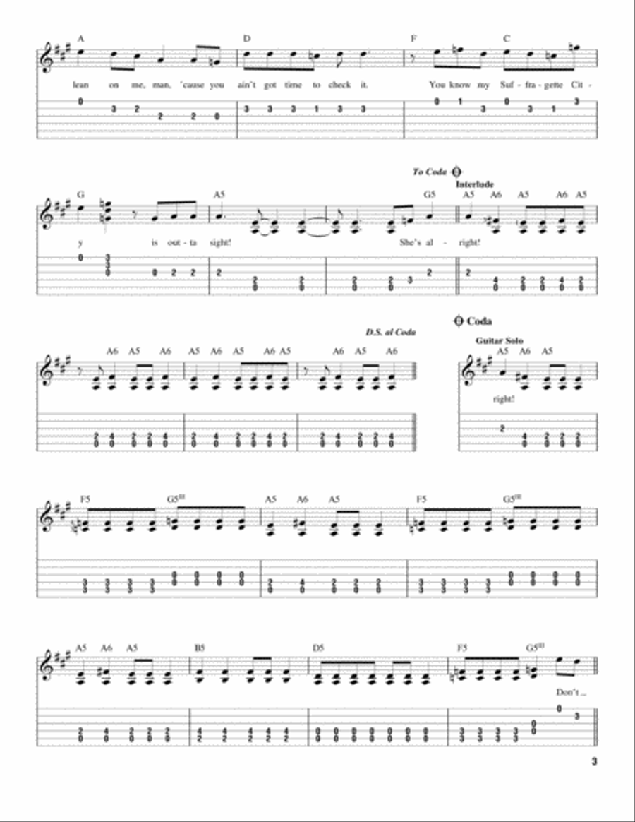 Suffragette City Acoustic Guitar scores gallery preview page 3