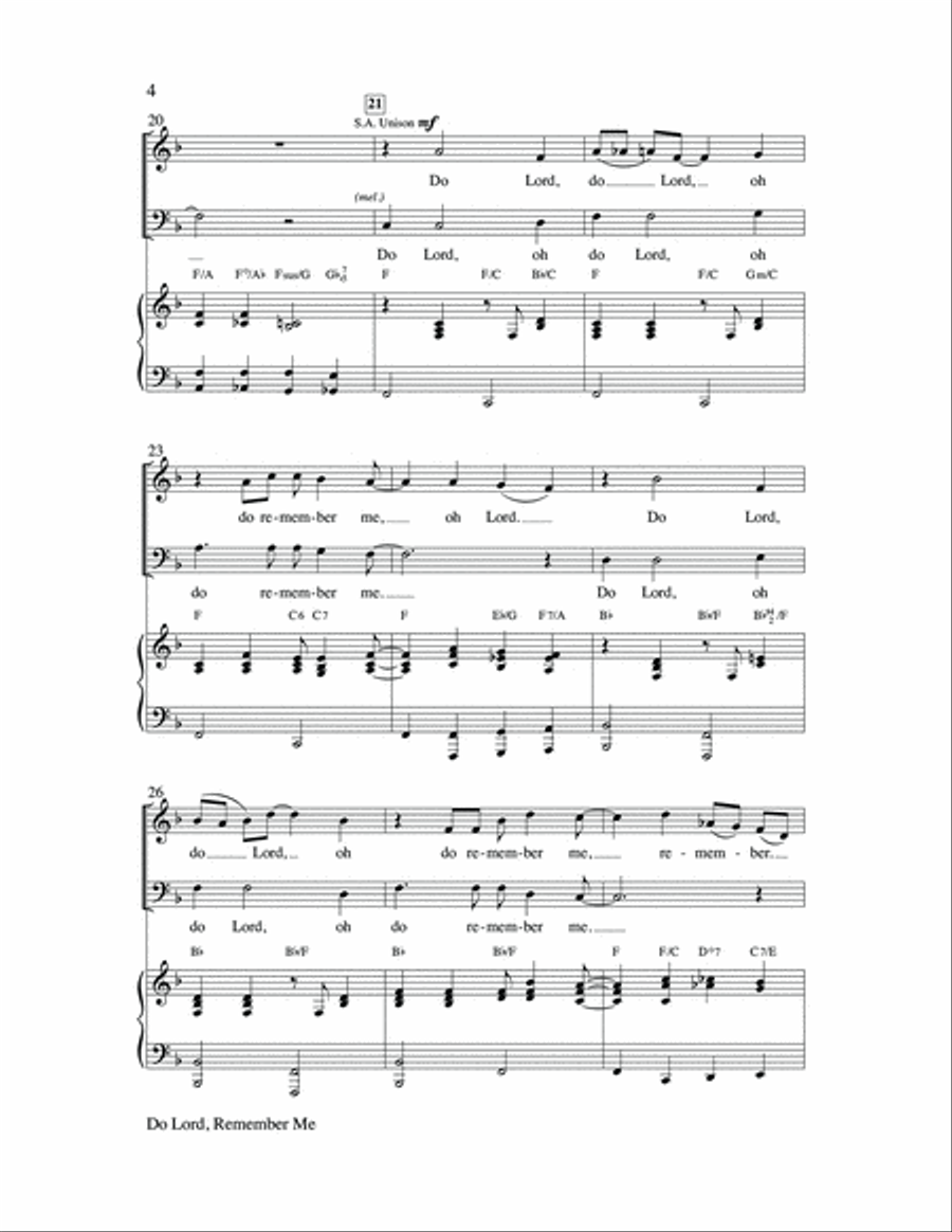 Do Lord, Remember Me 4-Part scores gallery preview page 4