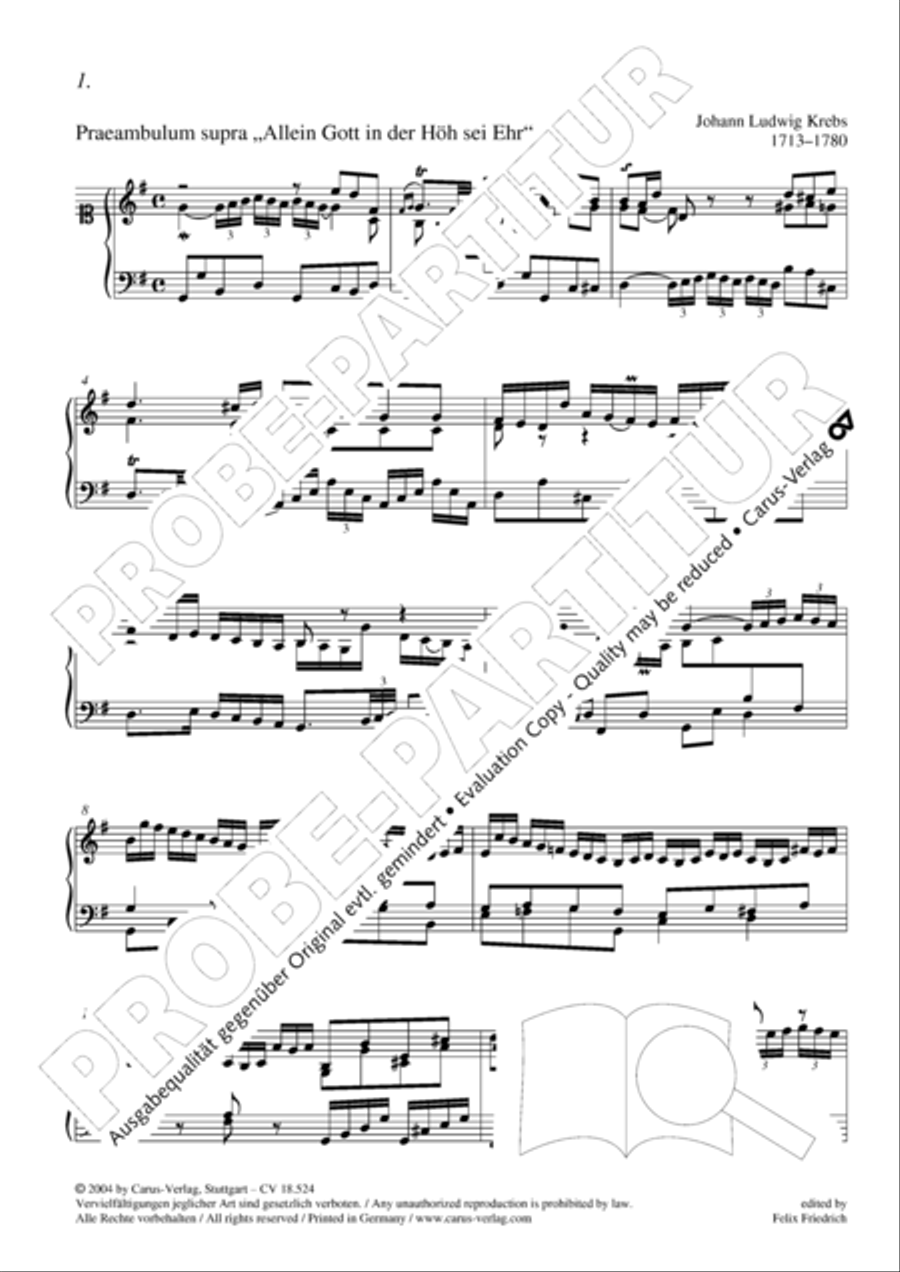 Chorale arrangements. First part of the Clavier-Ubung