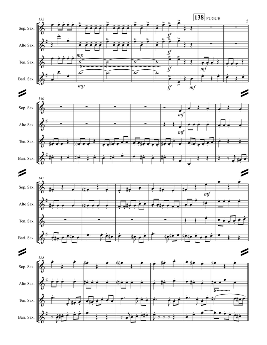 Danse Macabre (for Saxophone Quartet SATB) Saxophone Quartet scores gallery preview page 6