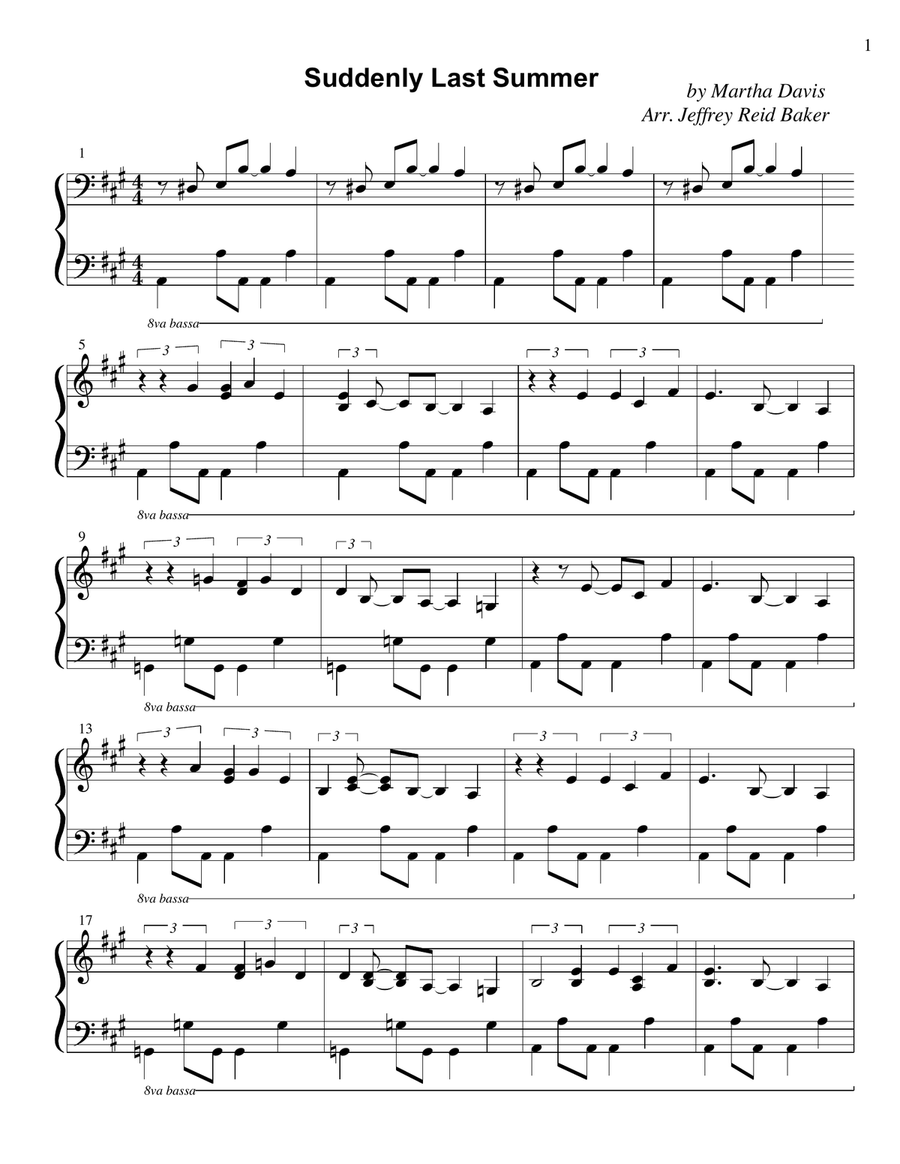 Suddenly Last Summer Piano Solo scores gallery preview page 1