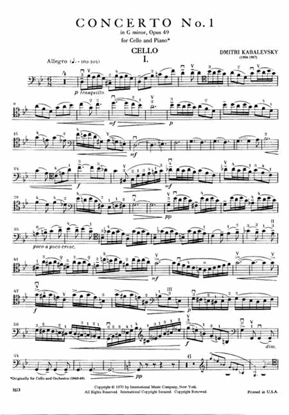 Concerto No. 1 In G Minor, Opus 49 by Dmitri Kabalevsky Piano Accompaniment - Sheet Music