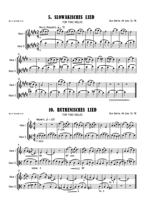 Bela Bartok 44 Duos for Two Violin, Sz. 98 arranged for 2 Violas (viola duet) or Violin & Viola by S