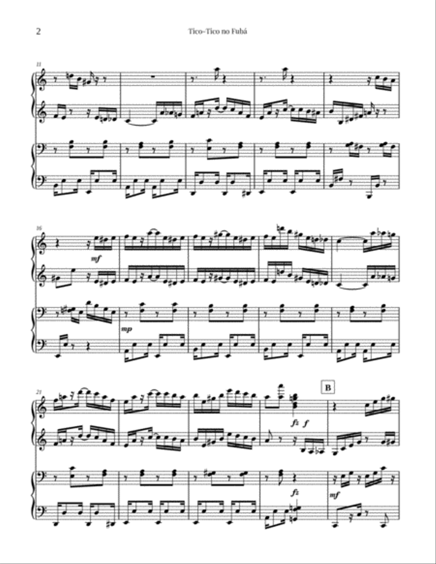 Tico-Tico no Fubá (Piano 4-hands) Piano Duet scores gallery preview page 2