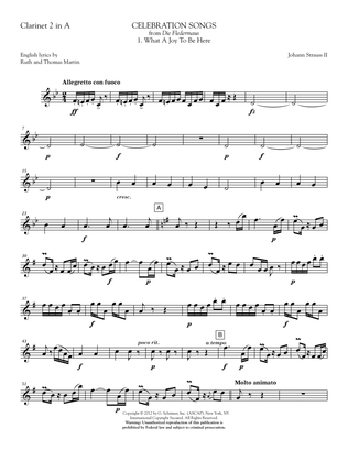 Celebration Songs (from Die Fledermaus) - Clarinet 2 in A
