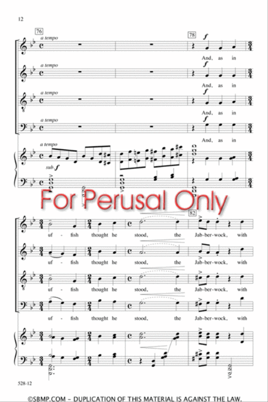 Jabberwocky - SATB Octavo 4-Part scores gallery preview page 11